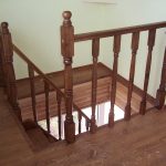Oak staircase, walnut colour