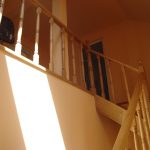 Oak staircase with turned balusters