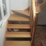 Steamed beech staircase, turned balusters