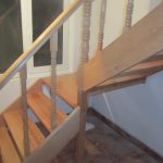 Steamed beech staircase, turned balusters