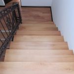 Beech staircase, wrought iron railing