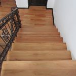 Beech staircase, wrought iron railing