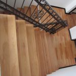 Beech staircase, wrought iron railing