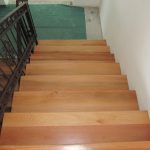 Beech staircase, wrought iron railing