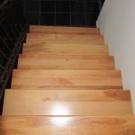 Beech staircase, wrought iron railing