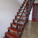 Cherry colour beech staircase, metal structure