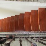 Cherry colour beech staircase, metal structure