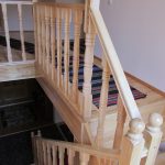 Ash staircase with thick balusters