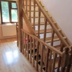 Ash staircase with thick balusters