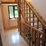 Ash staircase with thick balusters