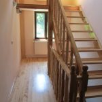 Ash staircase with thick balusters