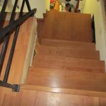 Stained beech staircase, metal structure