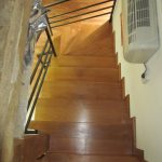Stained beech staircase, metal structure