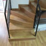 Stained beech staircase, metal structure