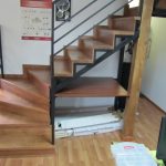 Stained beech staircase, metal structure