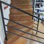 Stained beech staircase, metal structure