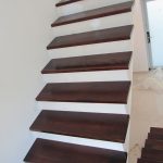 Beech staircase covering, walnut colour