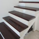 Beech staircase covering, walnut colour