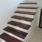 Beech staircase covering, walnut colour