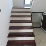 Beech staircase covering, walnut colour
