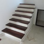 Beech staircase covering, walnut colour