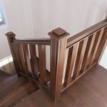 Walnut colour beech staircase covering, concrete structure - Scari din lemn Suceava Placare scara fag culoare nuc