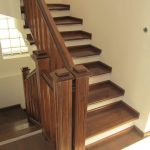 Walnut colour beech staircase covering, concrete structure - Scari din lemn Suceava Placare scara fag culoare nuc