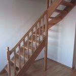 Natural beech staircase with a 90 degree turn