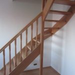 Natural beech staircase with a 90 degree turn