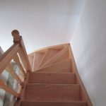 Natural beech staircase with a 90 degree turn